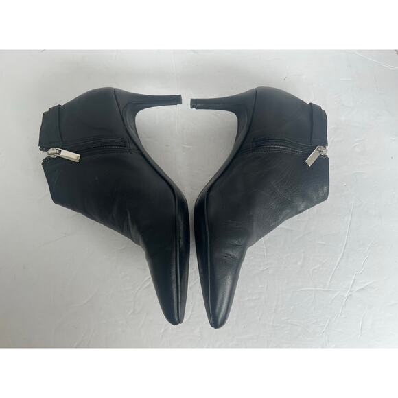 Lavorazione Artigiana Black Leather Pointy Toe Studded Buckle Ankle Zip Boot 8.5 - Picture 5 of 12